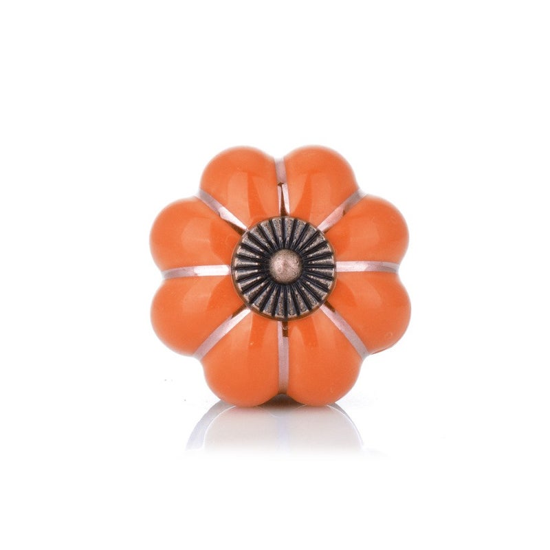 Wolfteeth 1-1/2 inch Multi-Color Ceramic Pumpkin Knobs - 6pc Set for Cabinets, Drawers & Dressers - Image 3